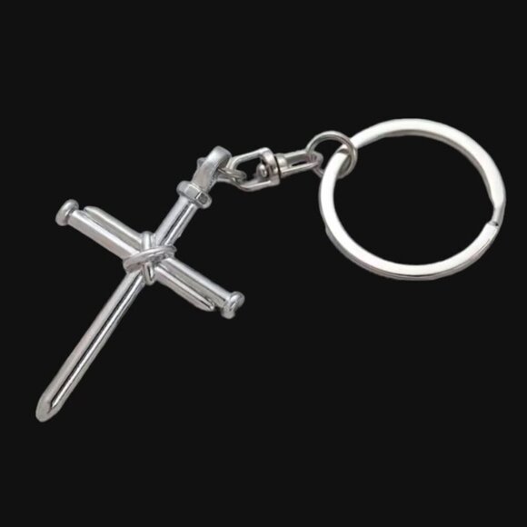 3 Nail Cross Keychain Religious Christian Key Ring Accessory Silver Unisex Gift - Picture 16 of 16